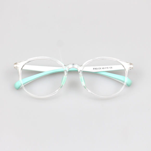 transparent frame white eyeglasses