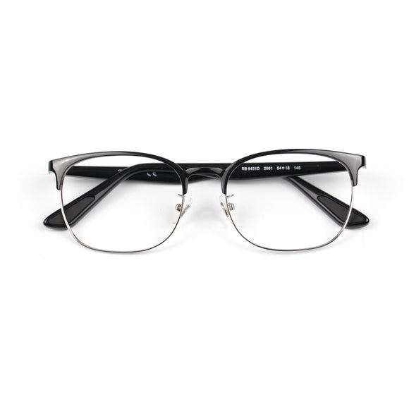 RayBan Half Frame Polished Black Eyeglasses